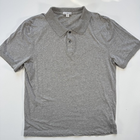 JAMES‎ PERSE Short Sleeve Cotton/Cashmere Polo Shirt Mens 2/Med Gray Made Japan